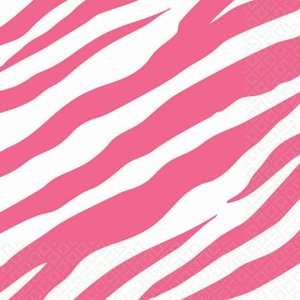  Lets Party By Amscan Bright Pink Zebra Print Lunch Napkins 