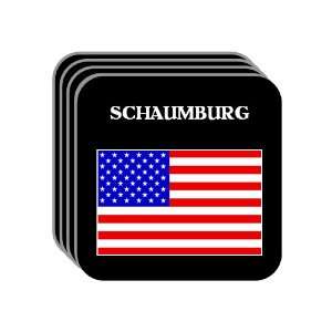 US Flag   Schaumburg, Illinois (IL) Set of 4 Mini Mousepad Coasters