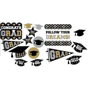  Black, Silver and Gold Mega Value Pack Graduation Cutouts 
