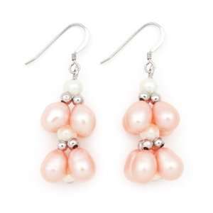   Sterling Silver Pink and White Freshwater Pearl Earrings QE 10017 AM