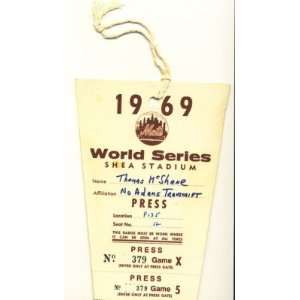 1969 World Series Official Press Pass~mets Vs Orioles   Sports 