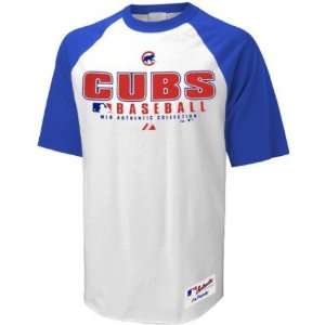  Men`s Chicago Cubs White Practice Raglan T shirt Sports 