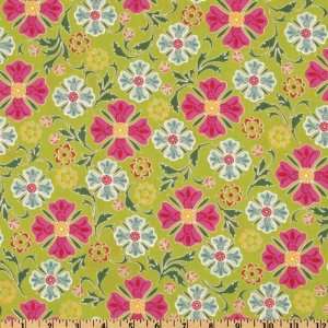  44 Wide DeLovely Ornate Flowers Lime Fabric By The Yard 