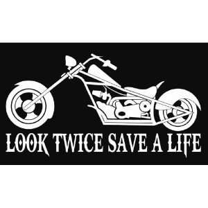 Look Twice Save A Life Motorcycle Chopper Cruiser Vinyl Decal Sticker 
