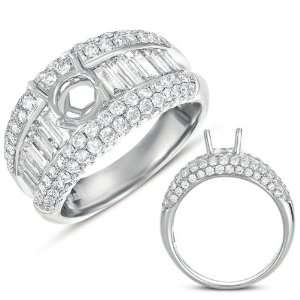 14K White Gold 2.15cttw Baguette Diamond Semi Mount Engagement Ring