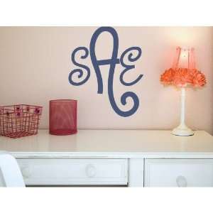  Curly Cue Monogram Wall Decal Size 12 H, Color Eggplant 