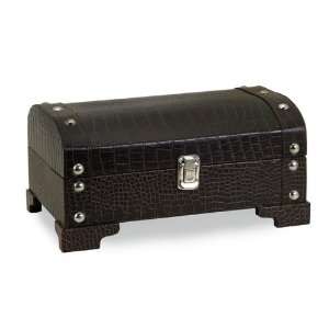  7 Leather and Silver Studded Crocodile Textured Storage 