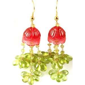  Carved Gemstone Chandeliers   18 K Gold 