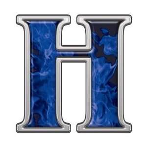  Reflective Letter H with Inferno Blue Flames   8 h 
