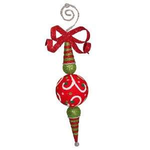 10 Christmas Brites Whimsical Red Scroll Glitter Finial Ornament with 