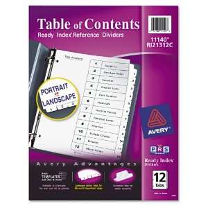  Ready Index Classic Black/White Table of Contents Dividers 