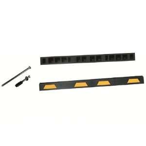  Rubber Car Stop Black/Yellow Stripe   6 with Hardware 