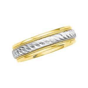    Size 05.00 14K Yellow/White Gold Two Tone Design Band Ywy Jewelry