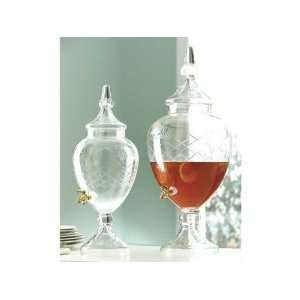  19 Etched Glass Apothecary Lidded Decanter With Brass 