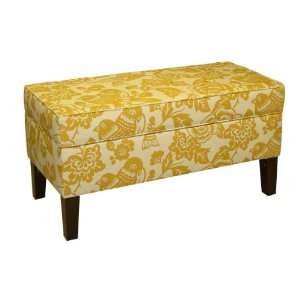   Modern Upholstered Storage Bench in Canary Maize