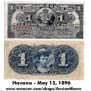 Island of Cuba   Bank Of Spain   1 Peso   Havana 1896   Banknote