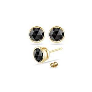  3.68 4.48 Cts Round Rose Cut A Black Diamond Stud Earrings 