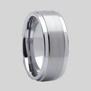   MM Finest Tungsten Carbide Ring With 2 Black Off Set Channels Jewelry