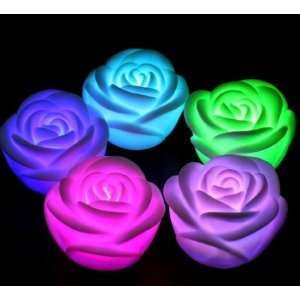  30ps color changing LED FLOATING rose flower shape CANDLE 