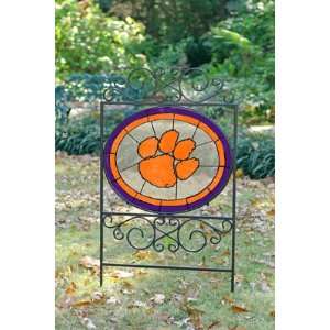  CLEMSON TIGERS Team Logo STAINED GLASS YARD SIGN (20 x 38 