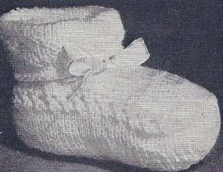 Vintage Knitting PATTERN Baby Booties Infant Knit Shoes  