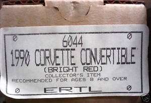 1990 Chevy Corvette Convertible Ertl 6044 Bright Red  