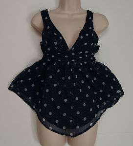 ABERCROMBIE & FITCH Women Polka Dot Blouse Tops   Navy NEW NWT  