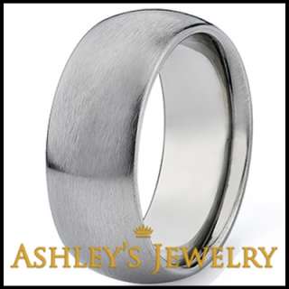   10mm titanium comfort fit domed ring with a brushed finish this
