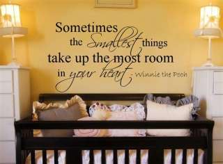 Winnie the Pooh smallest things VINYL wall decal/art  