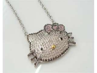 High Quality Large hello kitty Crystal bow necklace t4  