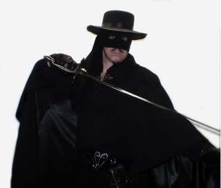 El ZORRO CAPE and MASK and Head Scarf Black Linen XS to XXL made in 