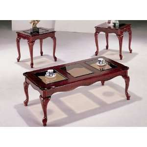 3PC Coffee Table Set With Beveled Glass Top Coffee Table And Two End 