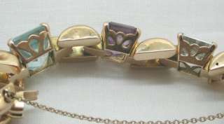 1940 50s Beautiful 18ct Gold & Multi Gem Set Bracelet  
