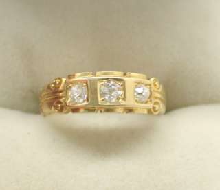 Victorian 1890 Beautiful 18ct Gold 3 Stone Diamond Ring  