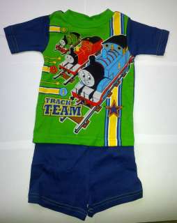 Thomas The Train Track Team Pajama Blue Shorts & Shirt Set 3T New With 