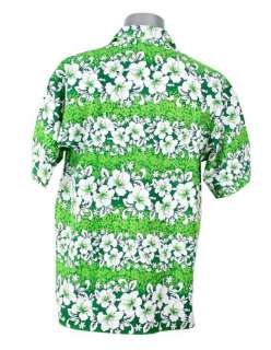 HW241 Hawaiian Surf Beach Green Shirt Hibiscus L  