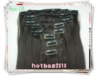 8pcs Remy Human Hair Clip In Extensions 10 colored availble 20Long 