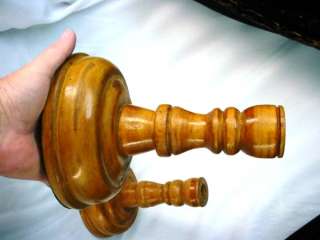 Pair Antique Victorian WOOD CANDLESTICK HOLDERS Wooden  