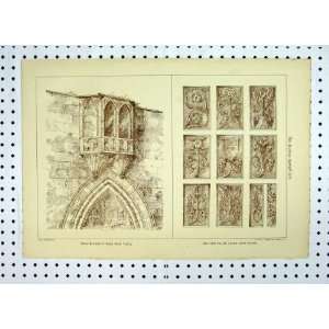   Oriel Window Nash Oak Carving Coker Yeovil 1879 Print