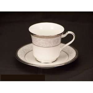    Noritake Lenore Platinum #4806 Cups & Saucers