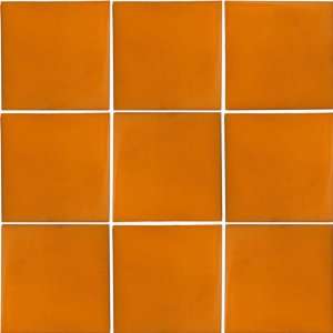  Mexican Tile   Set of NINE 4x4 Bright Orange Talavera 