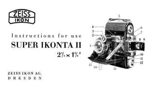 Zeiss Ikon Super Ikonta II User Manual   English  