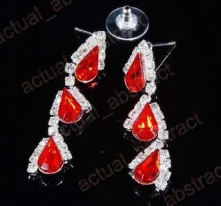 red clear rhinestone drop necklace earring1set  