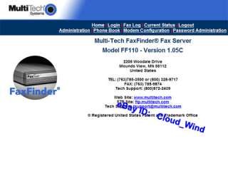 MultiTech FaxFinder Fax Server FF110 4 Windows7,Win2008  