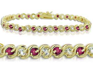 00 ct. Ruby & White Sapphire gold plated bracelet  