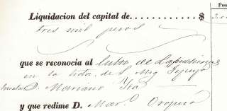 MEXICAN 1862 PUEBLA ZARAGOZA Hacienda Antique Document  