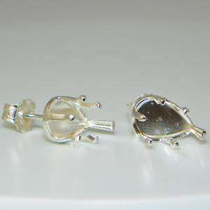 10x7 Pear Snap Tite Sterling Silver Earring Settings  