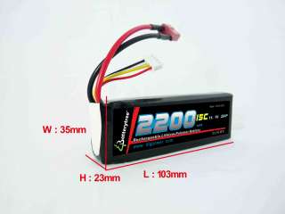 RC Battery 15C 25C 2200mAh 11.1V 3S High Discharge LiPo  
