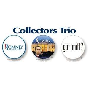  Set of 3 Collectors Pack Mitt Romney Republican Tea Party President 
