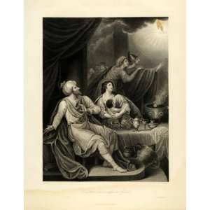  1849 Copper Engraving Belshazzar Feast King Babylon Artaud 